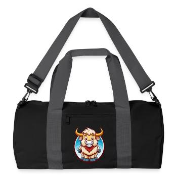 Yak mignon drôle Kawaii dessin animé Clipart animal de compagnie - Sac de sport recyclé - noir/gris graphite - Devant