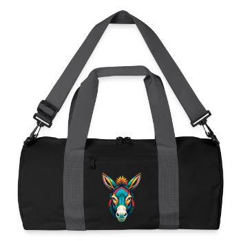 Donkey Cute Kawaii Cartoon Clipart Animal Face - Recycled Duffel Bag - black/graphite grey - Front