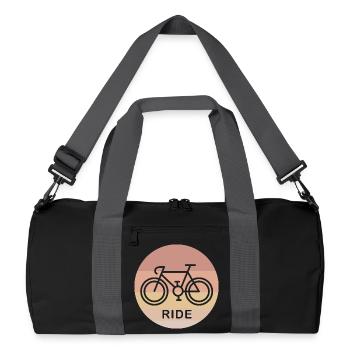 retro ride Rennrad Fahrrad Gravel SInglespeed Logo - Recycelte Duffel Bag - Schwarz/Graphitgrau - Vorne