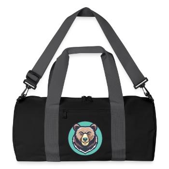 Ours Kawaii Dessin animé Personnage Animal Animal Visage - Sac de sport recyclé - noir/gris graphite - Devant
