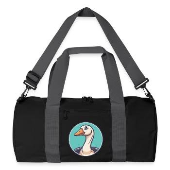 Gans Kawaii Cartoon Figur Tier Haustier Gesicht - Recycelte Duffel Bag - Schwarz/Graphitgrau - Vorne
