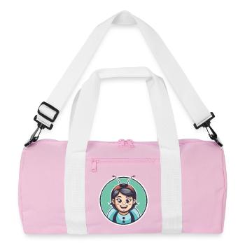Ladybug Kawaii Cartoon Character Animal Pet Face - Recycled Duffel Bag - pink/white - Front