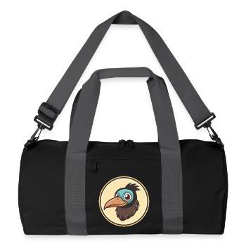 Crow Kawaii Cartoon Character Animal Pet Face - Recycled Duffel Bag - black/graphite grey - Front