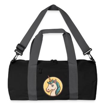 Licorne Kawaii Dessin animé Personnage Animal Animal Visage - Sac de sport recyclé - noir/gris graphite - Devant