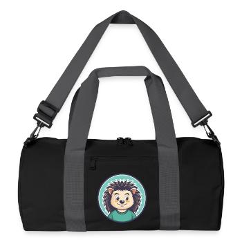 Igel Kawaii Cartoon Figur Tier Haustier Gesicht - Recycelte Duffel Bag - Schwarz/Graphitgrau - Vorne