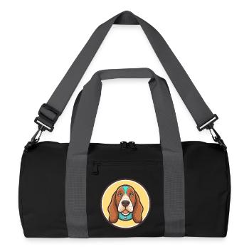 Basset Bleu de Gascogne Race de Chien Dessin Animé Kawaii - Sac de sport recyclé - noir/gris graphite - Devant