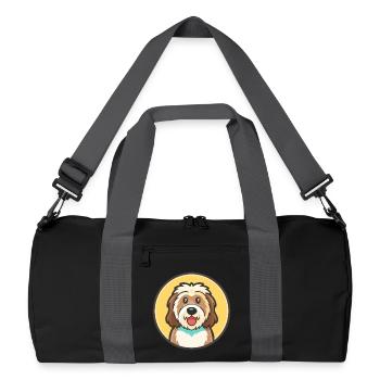 Catalan Sheepdog Dog Breed Cartoon Kawaii Clipart - Recycled Duffel Bag - black/graphite grey - Front