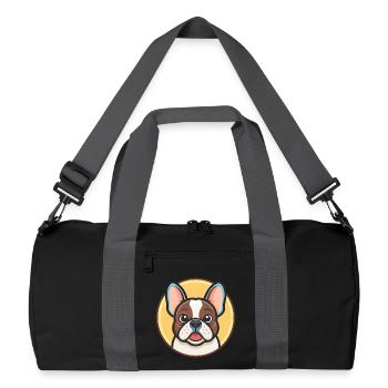 Cartoon-Haustier der Hunderasse Chien Francais Blanc et Noir - Recycelte Duffel Bag - Schwarz/Graphitgrau - Vorne