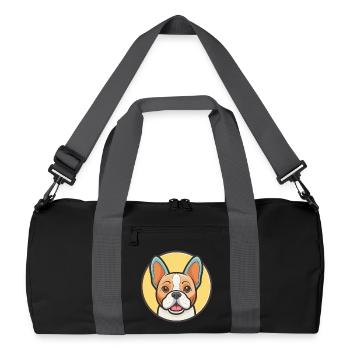 Chien Francais Blanc Et Orange Hunderasse-Cartoon - Recycelte Duffel Bag - Schwarz/Graphitgrau - Vorne