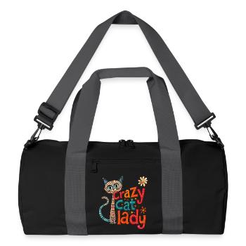 Crazy Cat Lady: Fun and Quirky Design - Recycled Duffel Bag - black/graphite grey - Front