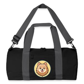 Spitz allemand chien race dessin animé Kawaii Clipart animal de compagnie - Sac de sport recyclé - noir/gris graphite - Devant