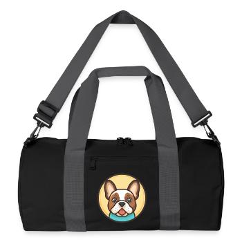Grand Anglo Français Blanc Et Noir Hund Cartoon Haustier - Recycelte Duffel Bag - Schwarz/Graphitgrau - Vorne