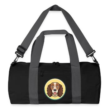Deutsch Langhaar Vorstehhund Rasse Karikatur Kawaii - Recycelte Duffel Bag - Schwarz/Graphitgrau - Vorne