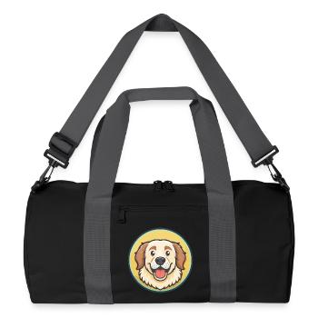 Great Pyrenees Dog Breed Cartoon Kawaii Clipart - Recycled Duffel Bag - black/graphite grey - Front