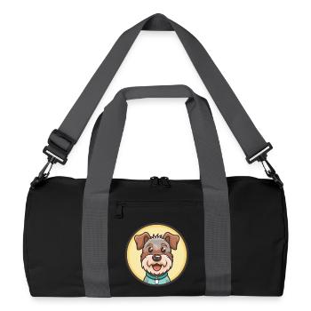 Lucas Terrier Hund Rasse Cartoon Kawaii Clipart Haustier - Recycelte Duffel Bag - Schwarz/Graphitgrau - Vorne