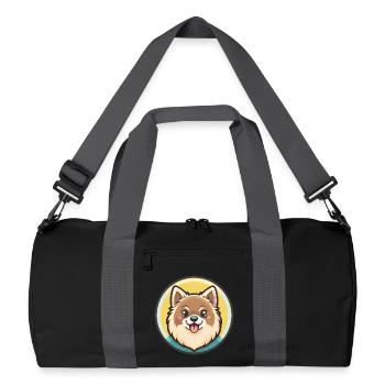 Spitz nordique chien race dessin animé Kawaii Clipart animal de compagnie - Sac de sport recyclé - noir/gris graphite - Devant