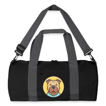 Shar Pei Hunderasse Bunte Karikatur Kawaii Clipart - Recycelte Duffel Bag - Schwarz/Graphitgrau - Vorne