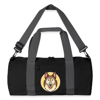 Lévrier Russe Chien Race Dessin Animé Kawaii Clipart - Sac de sport recyclé - noir/gris graphite - Devant