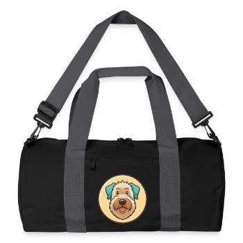 Pelage doux Wheaten Terrier Chien Race Dessin animé Animal de compagnie - Sac de sport recyclé - noir/gris graphite - Devant