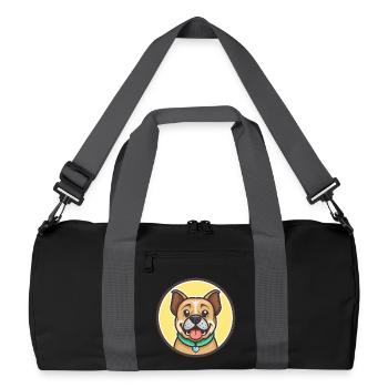 Stephens Cur Dog Breed Cartoon Kawaii Clipart Pet - Recycled Duffel Bag - black/graphite grey - Front