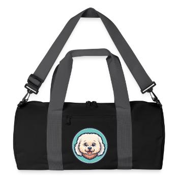 Bichon frisé chien race dessin animé Kawaii Clipart animal de compagnie - Sac de sport recyclé - noir/gris graphite - Devant