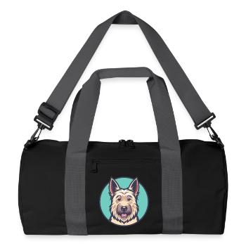 Berger Picard Hund Rasse Cartoon Kawaii Clipart Haustier - Recycelte Duffel Bag - Schwarz/Graphitgrau - Vorne