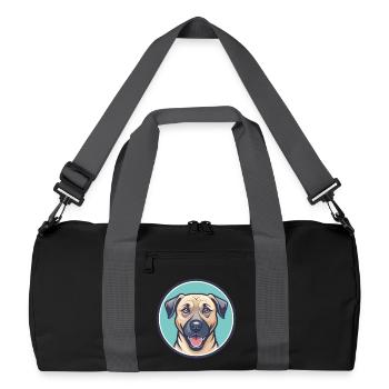 Black Mouth Cur Dog Breed Cartoon Kawaii Clipart - Recycled Duffel Bag - black/graphite grey - Front