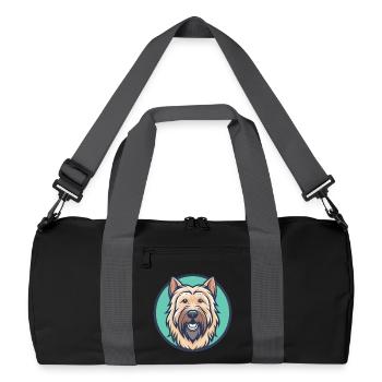 Briard Dog Breed Cartoon Kawaii Clipart Animal Pet - Recycled Duffel Bag - black/graphite grey - Front