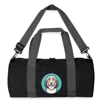 Catalan Sheepdog Dog Breed Cartoon Kawaii Clipart - Recycled Duffel Bag - black/graphite grey - Front