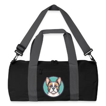 Chien Français Blanc Et Orange Hunderasse Karikatur - Recycelte Duffel Bag - Schwarz/Graphitgrau - Vorne