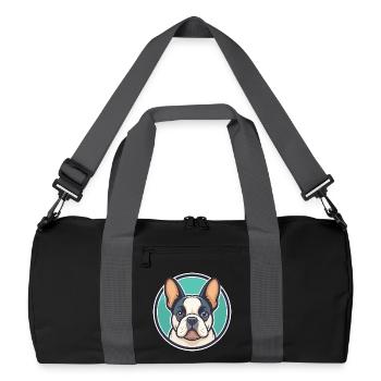 Chien Français Blanc Et Noir Hunderasse Cartoon Haustier - Recycelte Duffel Bag - Schwarz/Graphitgrau - Vorne
