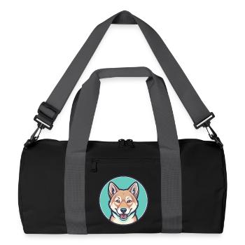 Dingo Hund Rasse Cartoon Kawaii Clipart Tier Haustier - Recycelte Duffel Bag - Schwarz/Graphitgrau - Vorne