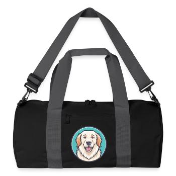 Great Pyrenees Dog Breed Cartoon Kawaii Clipart - Recycled Duffel Bag - black/graphite grey - Front