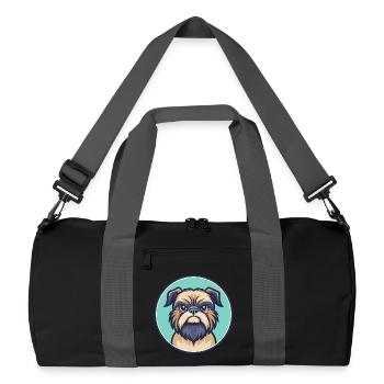 Griffon Bruxellois Hunderasse Karikatur Kawaii - Recycelte Duffel Bag - Schwarz/Graphitgrau - Vorne