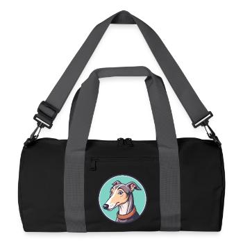 Greyhound Dog Breed Cartoon Kawaii Clipart Animal - Recycled Duffel Bag - black/graphite grey - Front