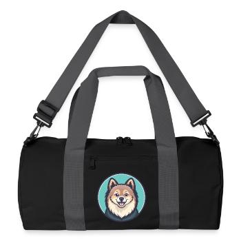 Spitz indien chien race dessin animé Kawaii Clipart animal de compagnie - Sac de sport recyclé - noir/gris graphite - Devant