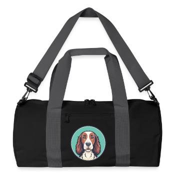 Irische Rot Und Weiß Setter Hund Rasse Lustige Karikatur - Recycelte Duffel Bag - Schwarz/Graphitgrau - Vorne