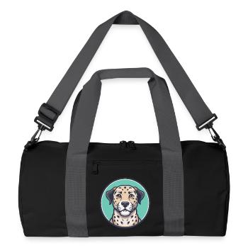 Leopard Cur Dog Breed Funny Cartoon Kawaii Clipart - Recycled Duffel Bag - black/graphite grey - Front