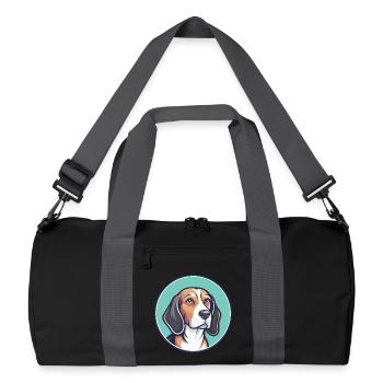 Lévrier letton chien race dessin animé Kawaii Clipart animal de compagnie - Sac de sport recyclé - noir/gris graphite - Devant