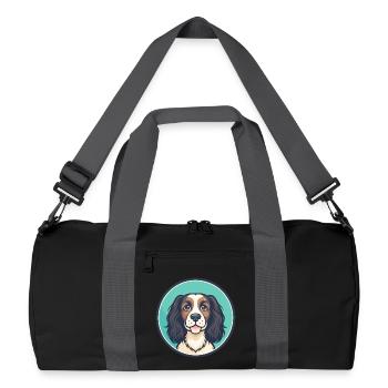 Norfolk Spaniel Dog Breed Cartoon Kawaii Clipart - Recycled Duffel Bag - black/graphite grey - Front
