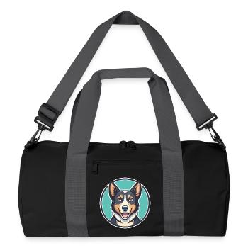 Nouvelle-Zélande Tête Chien Race Drôle Dessin Animé Kawaii - Sac de sport recyclé - noir/gris graphite - Devant