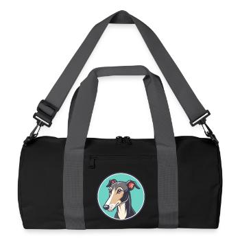 Polish Greyhound Dog Breed Cartoon Kawaii Clipart - Recycled Duffel Bag - black/graphite grey - Front