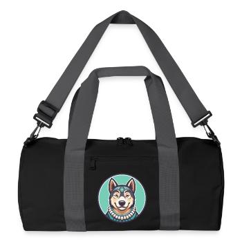 Polynesian Dog Breed Cartoon Kawaii Clipart Animal - Recycled Duffel Bag - black/graphite grey - Front
