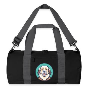 Pyrenean Mountain Dog Breed Cartoon Kawaii Clipart - Recycled Duffel Bag - black/graphite grey - Front
