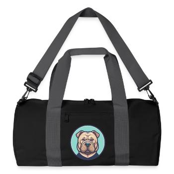 Shar Pei Hunderasse Bunte Karikatur Kawaii Clipart - Recycelte Duffel Bag - Schwarz/Graphitgrau - Vorne