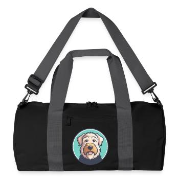 Pelage doux Wheaten Terrier Chien Race Dessin animé Animal de compagnie - Sac de sport recyclé - noir/gris graphite - Devant