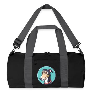 Staghound Chien Race Dessin animé Kawaii Clipart Animal - Sac de sport recyclé - noir/gris graphite - Devant