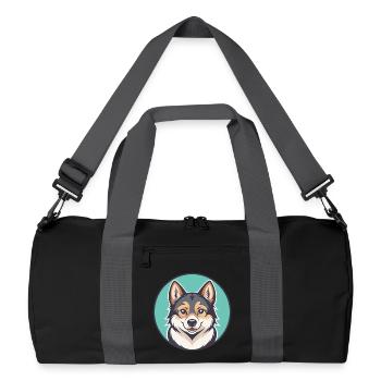 Volpino Italiano Dog Breed Cartoon Kawaii Clipart - Recycled Duffel Bag - black/graphite grey - Front