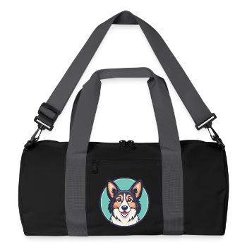 Chien de berger gallois Chien Race Dessin animé Kawaii Clipart - Sac de sport recyclé - noir/gris graphite - Devant