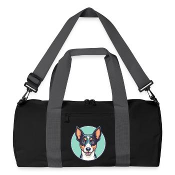 Treeing Feist Dog Breed Cartoon Kawaii Clipart Pet - Recycled Duffel Bag - black/graphite grey - Front
